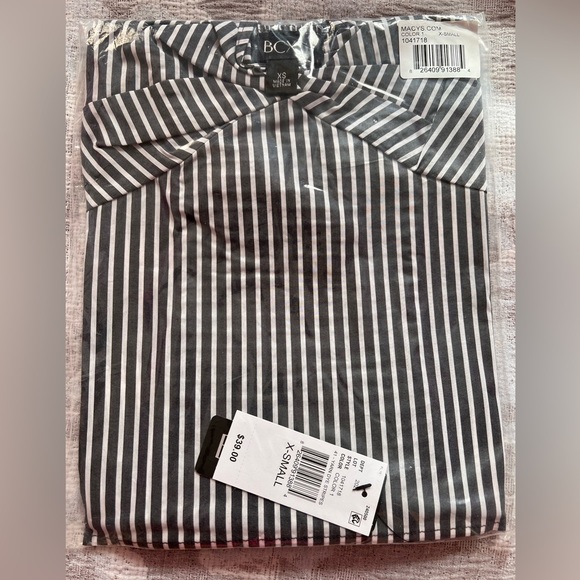 Macy’s Striped Puff Balloon Sleeve Blouse - Picture 2 of 2